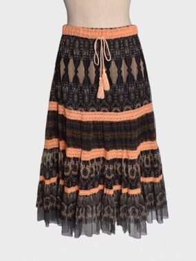 Lapis Lace Tiered Midi Skirt